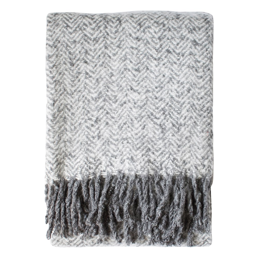 Herringbone Faux Mohair Kilburn & Scott Throw in Taupe Brown